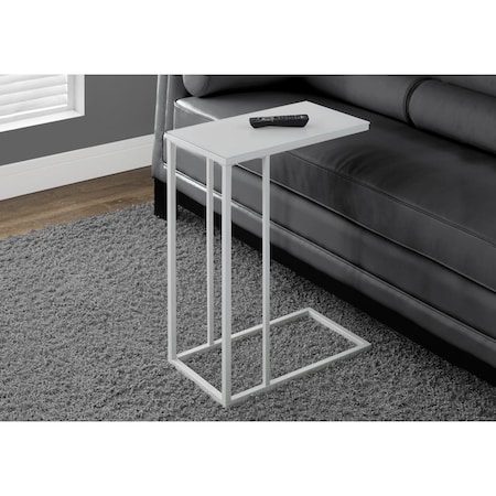 Gfancy Fixtures 24 in. White Metal with Frosted Tempered Glass Accent Table GF2473816